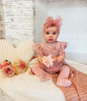 Coral Glitter Pearl Mesh Bow