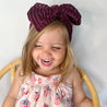Maroon Glitter Velvet Ribbed Bow